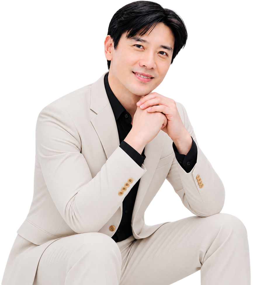 Ivan Teh seated in a cream suit, accompanying a report on inclusive community action